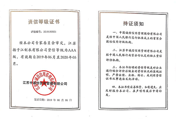 資信等級(jí)證書